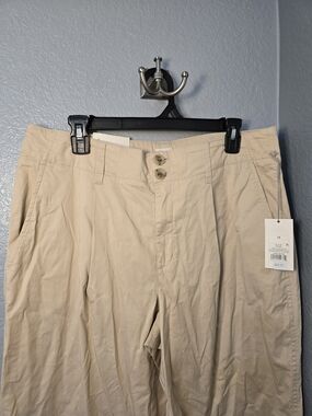 Beige High-Waist Taper Leg Pants